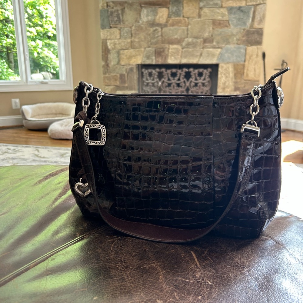 Elegant Brighton Black Crocodile-Embossed Women's Bag